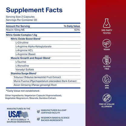 Snap Supplements Nitric Oxide Booster 60 Capsules